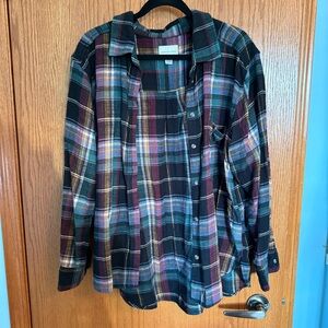 American Eagle Outfitters Plaid Shirt with Red, Blue, and Yellow